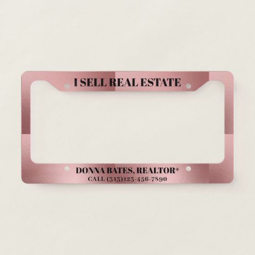 Personalized Real Estate Agent License Plate Frame