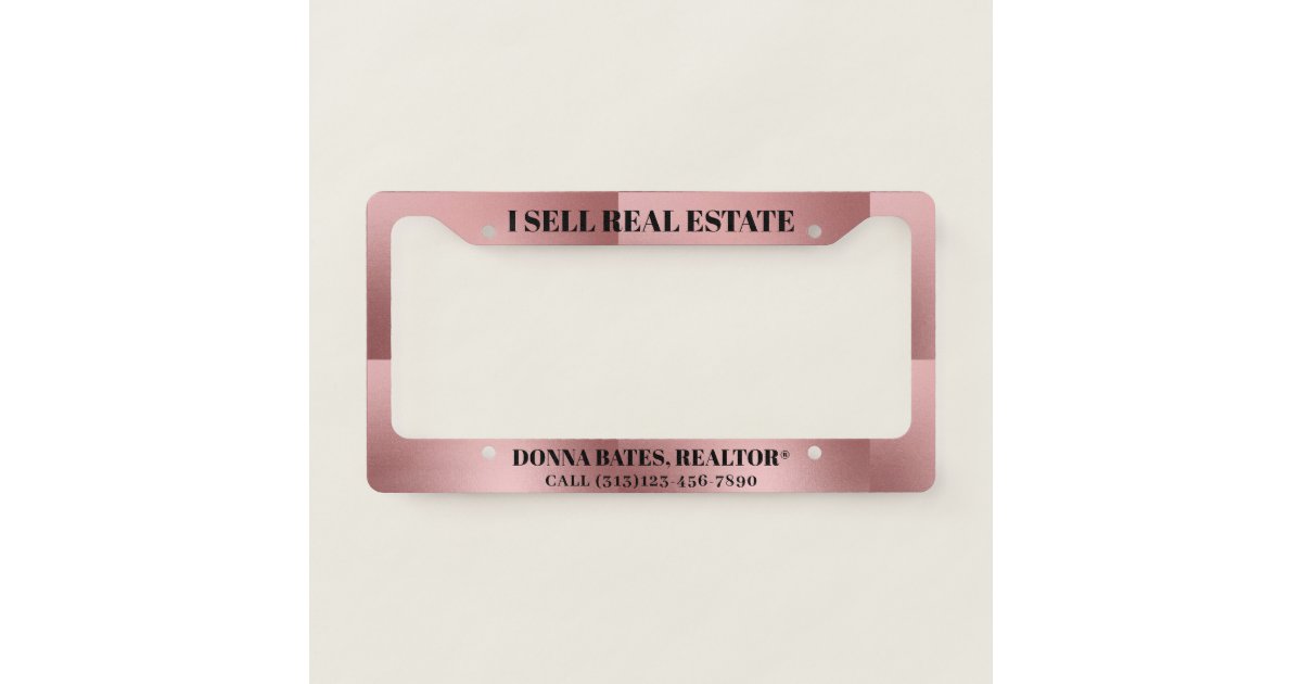 Personalized Real Estate Agent License Plate Frame | Zazzle
