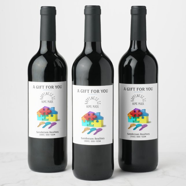 Personalized Real Estate Agent  Wine Label (Bottles)