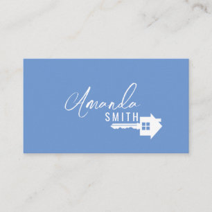 Personalized Real Estate Black and White House Key Business Card