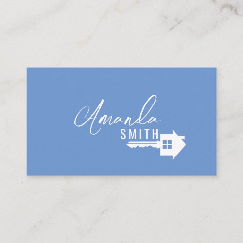 Personalized Real Estate Black and White House Key Business Card