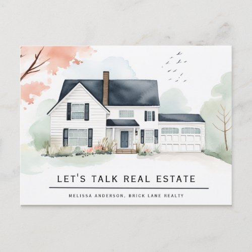 Personalized Real Estate Watercolor House  Postcard