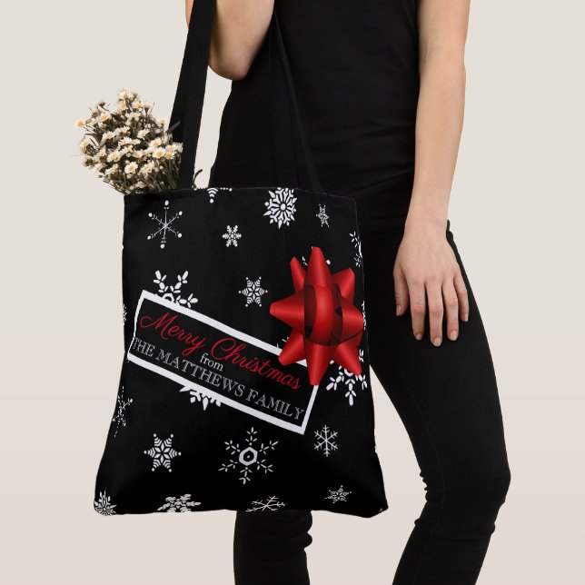 Personalized Realistic Simulated Christmas Gift Tote Bag (Close Up)