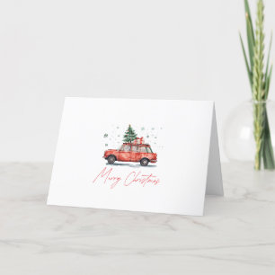 Personalized Realtor Christmas Card Watercolor Car
