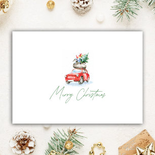 Personalized Realtor Christmas Watercolor Cute Car Holiday Card