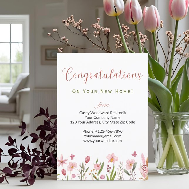 Personalized Realtor Congratulations Client Floral Card (Creator Uploaded)