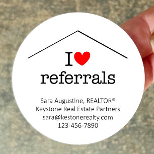 Personalized Realtor I Love Referrals Classic Round Sticker