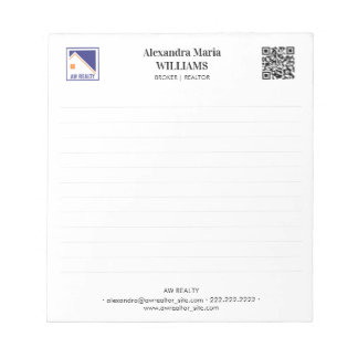 Personalized Realtor Logo QR Code Lined Business Notepad