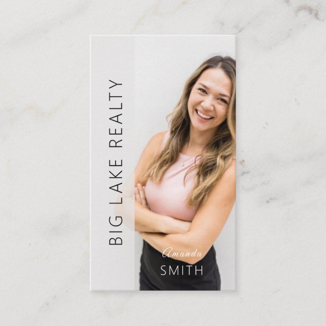 Personalized Realtor Modern Vertical Photo Design Business Card (Front)