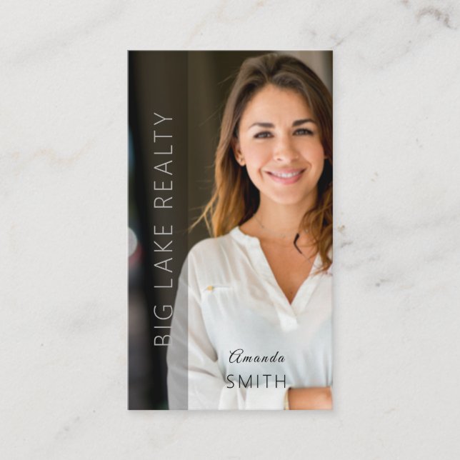 Personalized Realtor Modern Vertical Photo Design Business Card (Front)