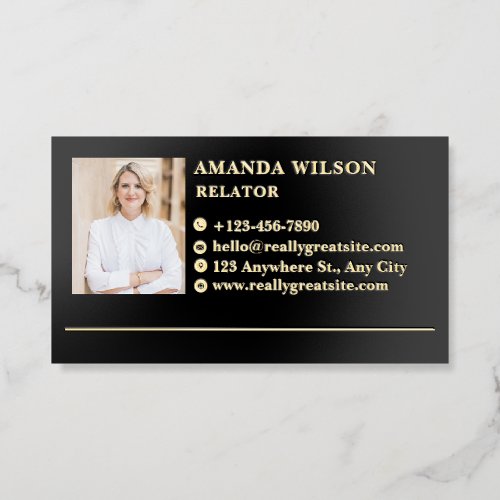 Personalized Realtor Photo Gold Foil Business Cards