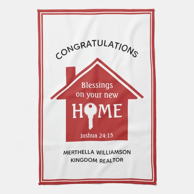 Personalized Realtor to Client New Home  Kitchen Towel (Vertical)