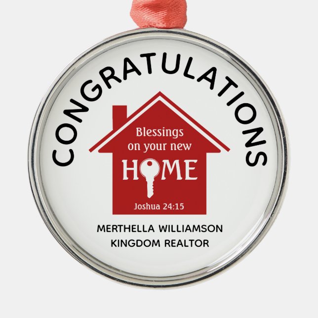 Personalized Realtor to Client New Home Metal Ornament (Front)