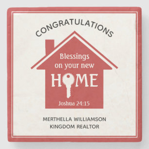Personalized Realtor to Client New Home Stone Coaster