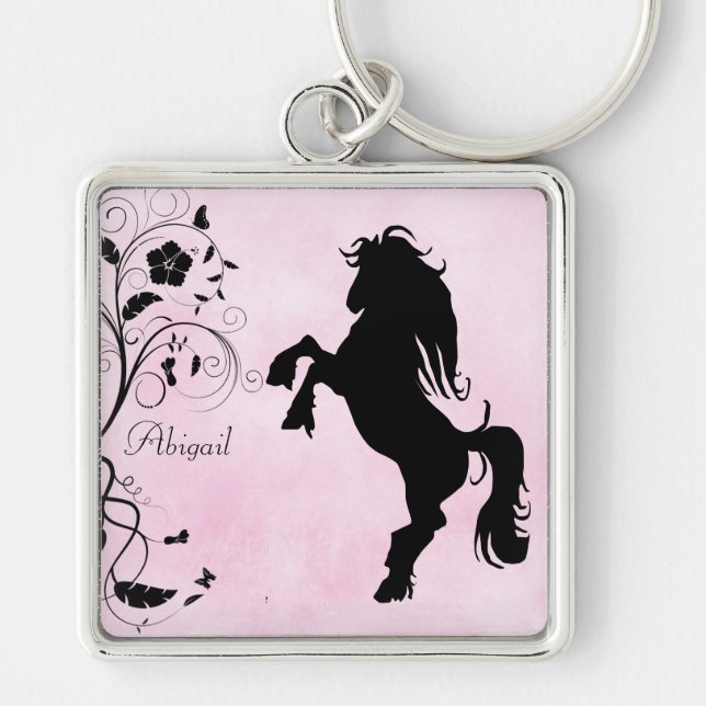 Personalized Rearing Horse Keychain (Front)