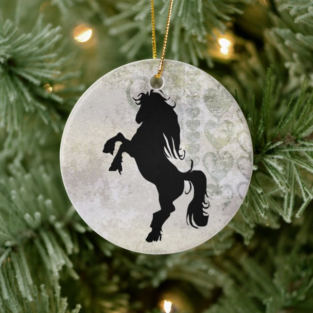Personalized Rearing Silhouette Horse Ornament (Tree)