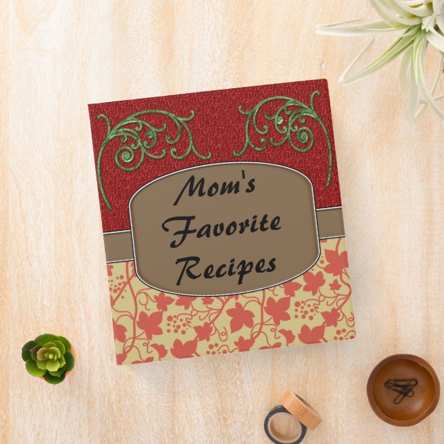personalized recipe binder and cards The Journal home office organization Flowers Personalized 3 Ring Recipe