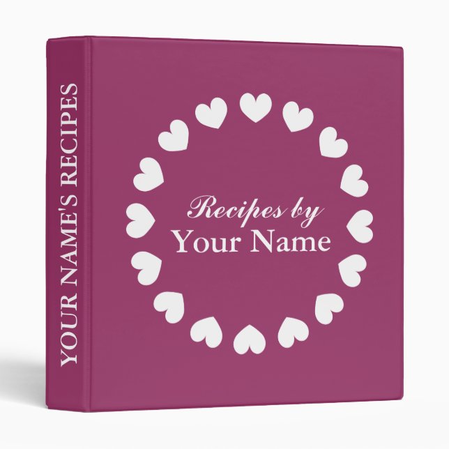 Personalized recipe binder | cook book with hearts (Front/Spine)
