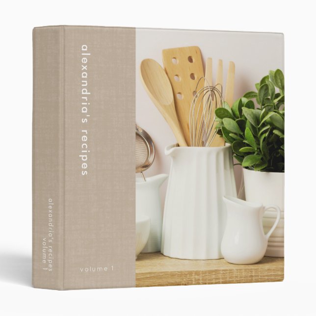 Personalized Recipe Binder Custom Utensils Photo (Front/Spine)