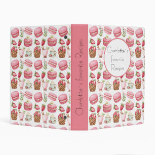 Personalized Recipe Binder Pink Macaron Strawberry
