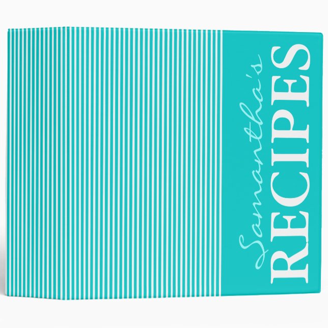 Personalized recipe binder | Striped cook book (Front/Spine)