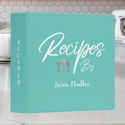 Personalized Recipe Book 3 Ring Binder