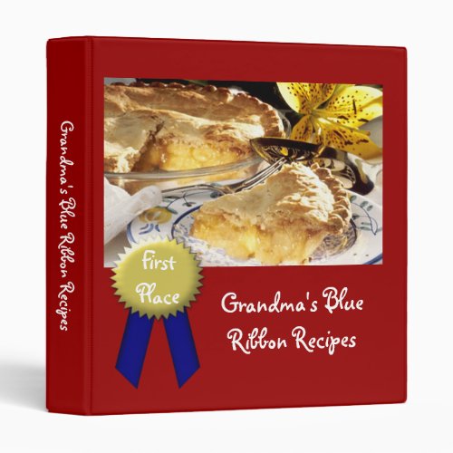 Personalized Recipe Book Grandmas Blue Ribbon Binder