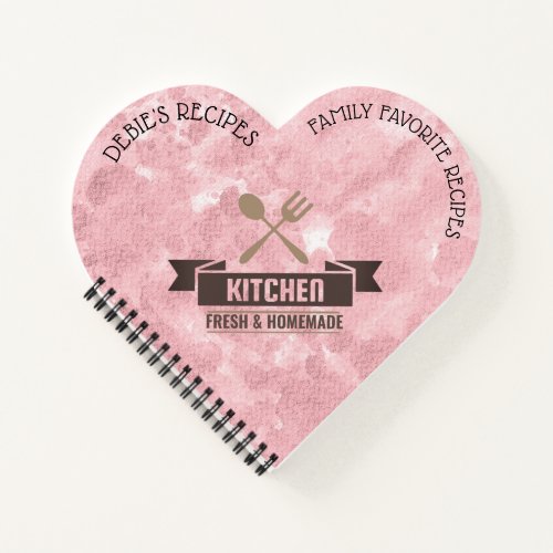 Personalized Recipe Book Heart Shaped Recipe Notebook