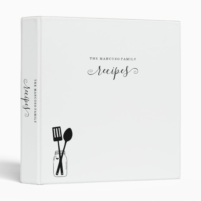 Personalized Recipe Book / Kitchen Mason Jar 3 Ring Binder (Front/Spine)