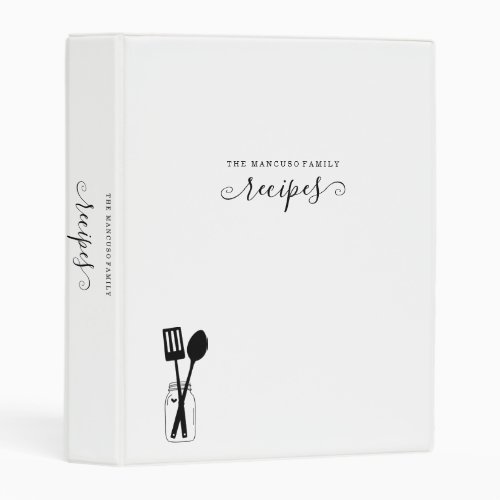 Personalized Recipe Book  Kitchen Mason Jar Mini Binder