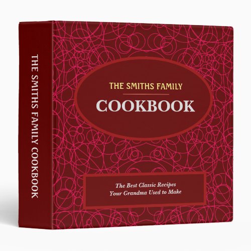 Personalized Recipe Book with Red Circles  3 Ring  3 Ring Binder