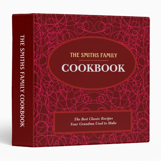 Personalized Recipe Book with Red Circles  3 Ring  3 Ring Binder (Front/Spine)