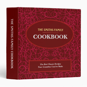 Personalized Recipe Book with Red Circles 3 Ring Binder