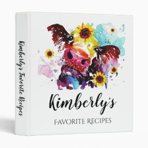 Personalized Recipe Cookbook Elegant Script Recipe 3 Ring Binder