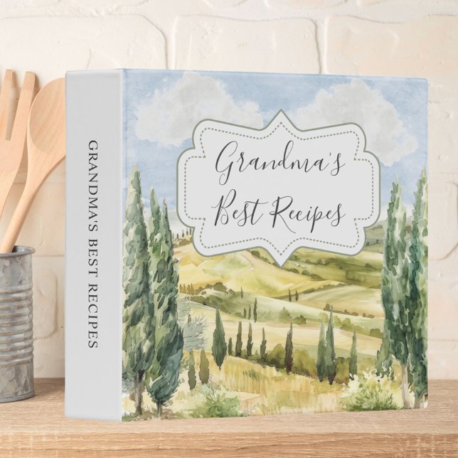 Personalized Recipe Cookbook Tuscany Italy Nature  3 Ring Binder (In situ)