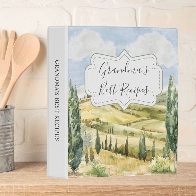 Personalized Recipe Cookbook Tuscany Italy Nature  Mini Binder (In situ)
