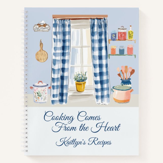 Personalized Recipe Custom Cozy Kitchen Monogram   Notebook (Front)
