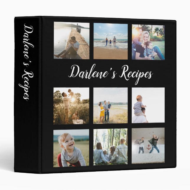Personalized Recipe Family Photo Collage Name 3 Ring Binder (Front/Spine)