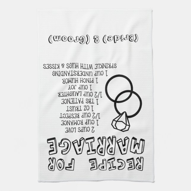Personalized "Recipe for Marriage" Bridal Shower  Kitchen Towel (Vertical)