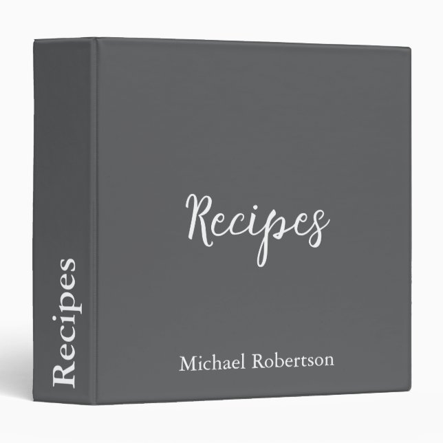 Personalized Recipe Journal  3 Ring Binder (Front/Spine)