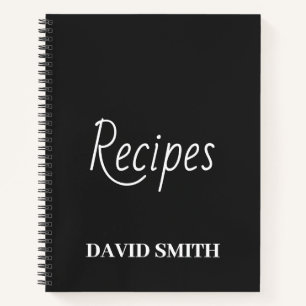 Personalized Recipe Journal in Black and White