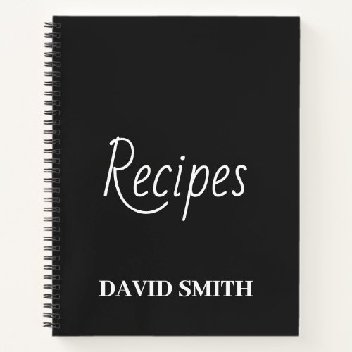 Personalized Recipe Journal in Black and White