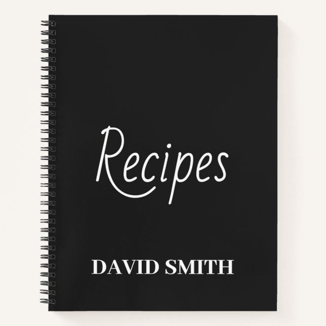 Personalized Recipe Journal in Black and White (Front)