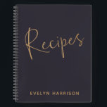 Personalized Recipe Journal in Indigo Blue Gold<br><div class="desc">Stay organized in style with this personalized recipe journal in indigo blue and gold. Featuring trendy script typography on a dark blue background with golden text, this chic journal allows you to add your name for a custom touch. Inside, you'll find plenty of recipe pages to fill out, making it...</div>