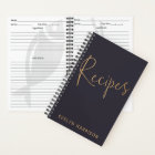 Personalized Recipe Journal in Indigo Blue Gold