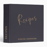 Personalized Recipe Journal in Indigo Blue Gold