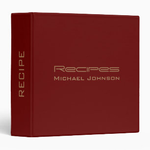 Personalized Recipe Journal in Indigo Red Gold 3 R Ring Binder
