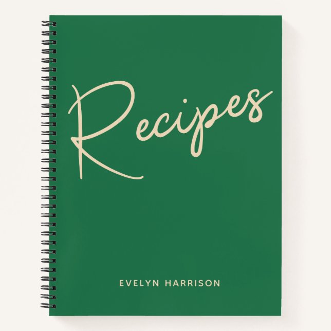 Personalized Recipe Journal in Kelly Green (Front)