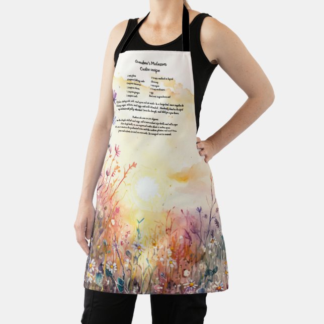 Personalized Recipe Keepsake Wildflower Watecolor Apron (Insitu)