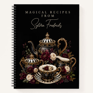 Personalized Recipe Notebook - Gothic Tea Set